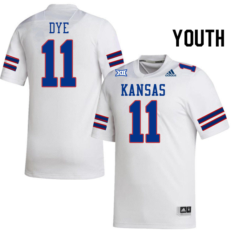 Youth #11 Devin Dye Kansas Jayhawks College Football Jerseys Stitched Sale-White